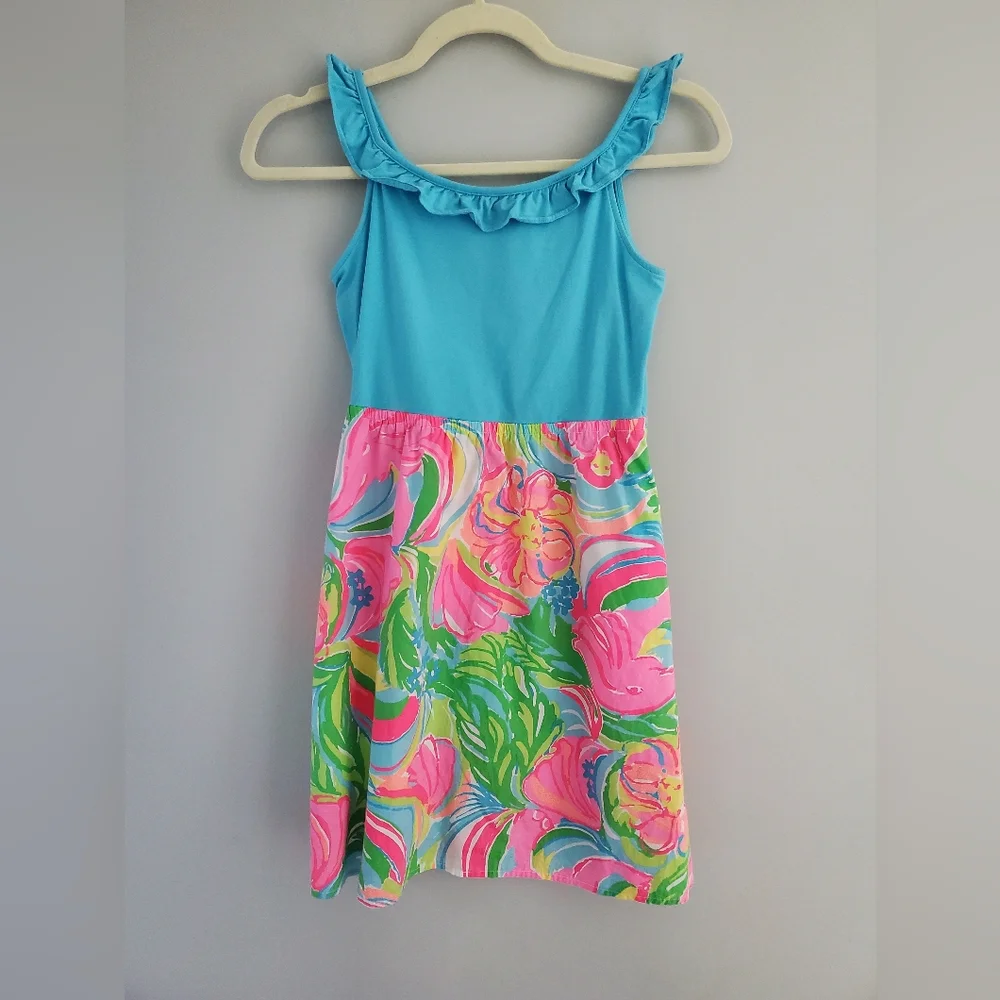 LILLY PULITZER Girls MULTI-COLOR DRESS WITH RUFFLE SIZE XL